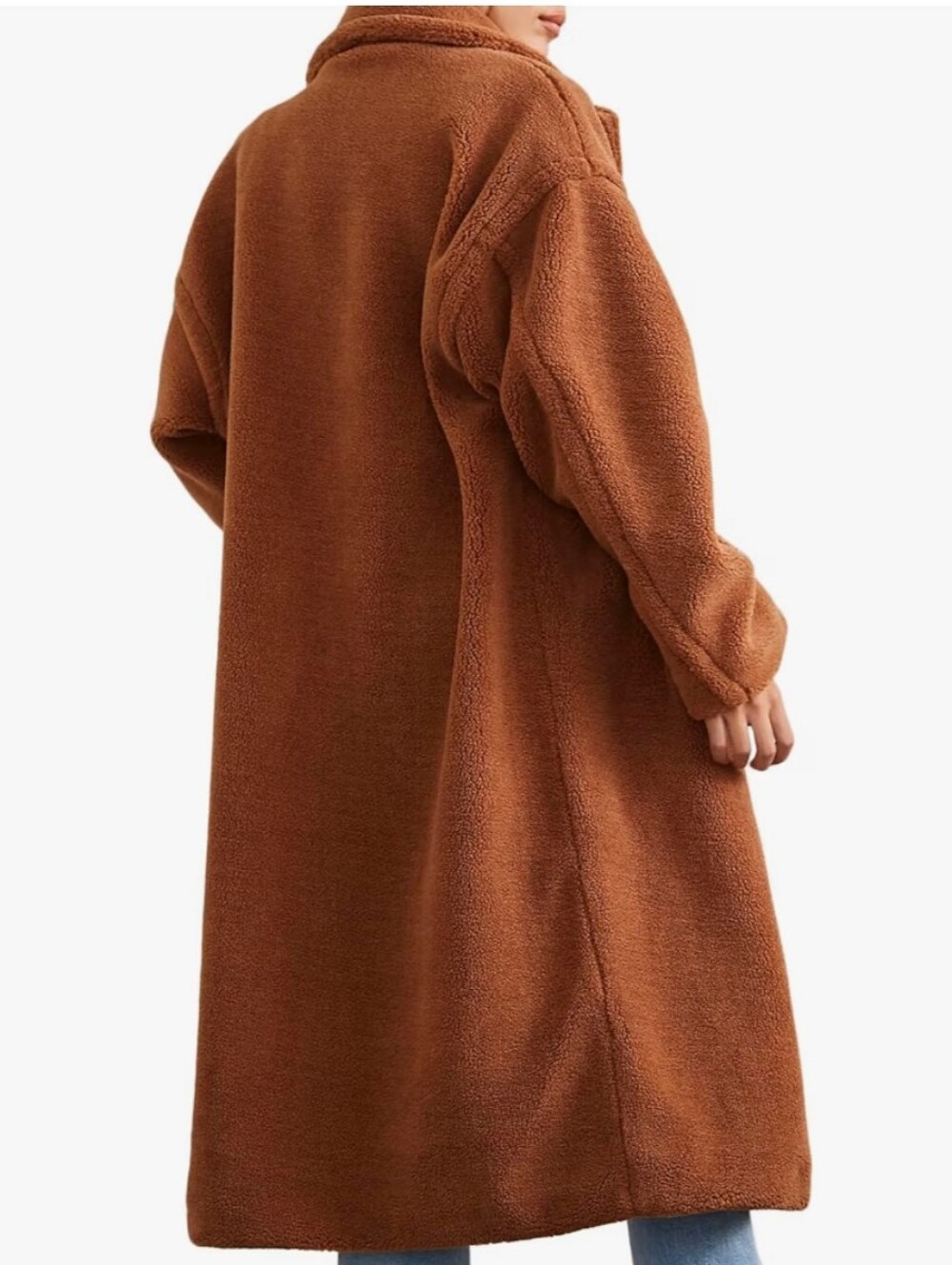 Forever 21 Plush Drop-Sleeve Teddybear Openfront Coat In Brown Size L - Picture 2 of 10